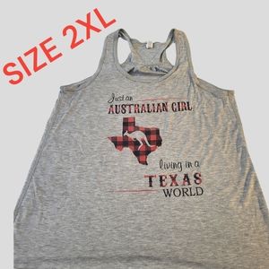 🔴 "Just An‎ Australian Girl Living In A Texas World"  Tank Top Size 2XL